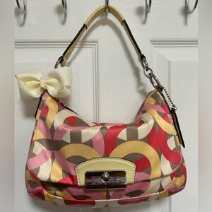 COACH Y2K F22748 Geometric Print Hobo Bag in Red Pink Gold /crossbody bag